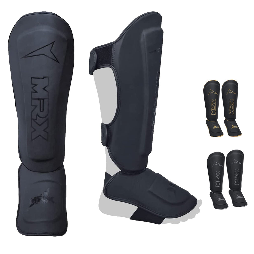 MRX BOXING & FITNESS Shin Guards Pads for Boxing MMA Muay Thai Kickboxing Training Workout Extra Padding Protective Gear Men Women